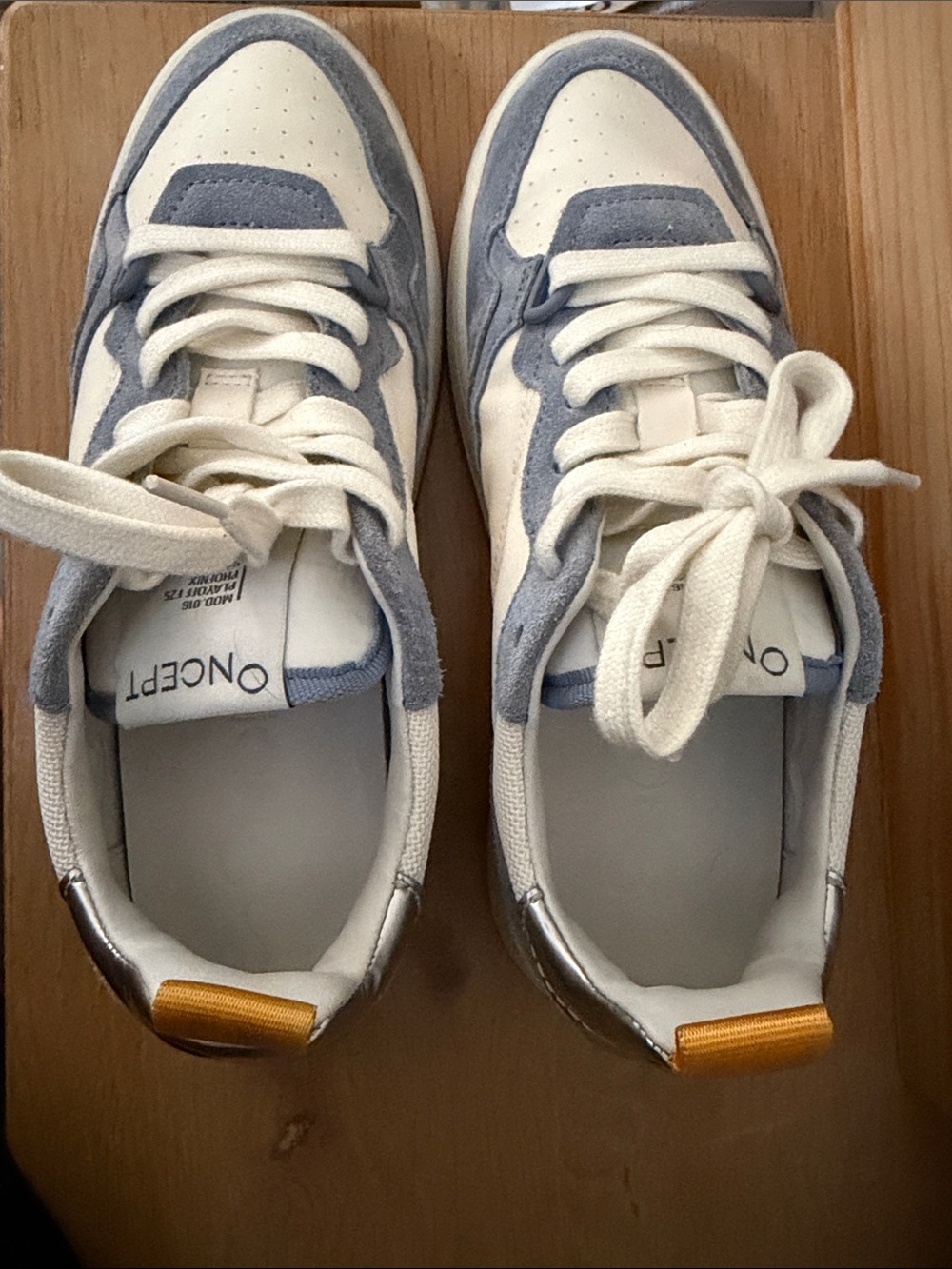 Oncept Suede-Trim Sneakers in White and Light Blue